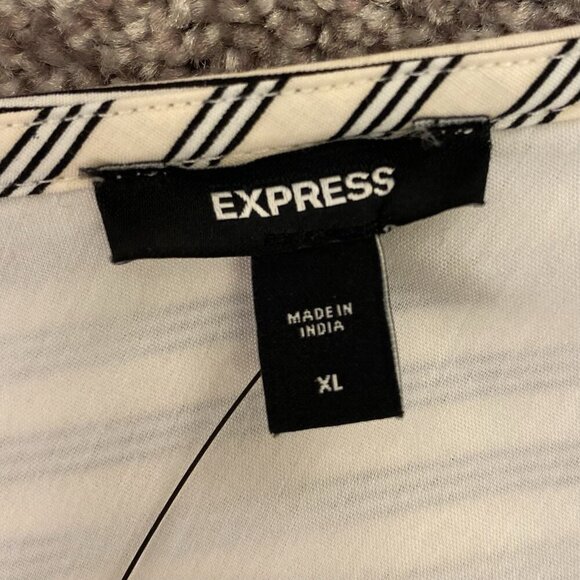 Express Women's Poplin Striped Collar One Shoulder Draped Top Size XL - NWT $68 - Picture 13 of 16